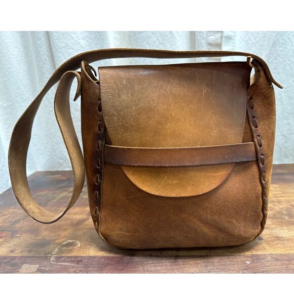 Handmade Handbags - Vintage Brown Leather Handcrafted Saddle Bag Satchel Purse BOHO Southwestern